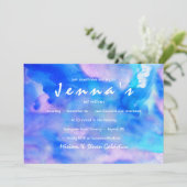 ICH BIN BLUE WATERCOLOR Bat Mitzvah Einladung (Stehend Vorderseite)