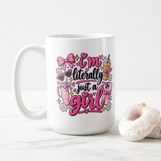 Ich bin buchstäblich nur ein Mädchen Pinkes Ästhet Kaffeetasse (Mit Donut)