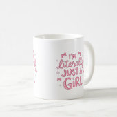 Ich bin buchstäblich nur ein Mädchen Rosa Schleife Kaffeetasse (VorderseiteRechts)