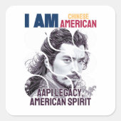 Ich bin Chinese American (Man) - AAPI Legacy Quadratischer Aufkleber (Vorderseite)