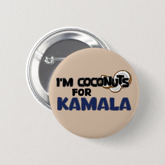 Ich bin Coconuts für Kamala Harris Funny Coconut T Button (Vorne & Hinten)