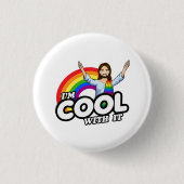 Ich bin Cool damit - Regenbogen Jesus Button (Vorderseite)