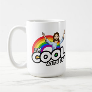 Ich bin cool damit - Regenbogen Jesus Kaffeetasse