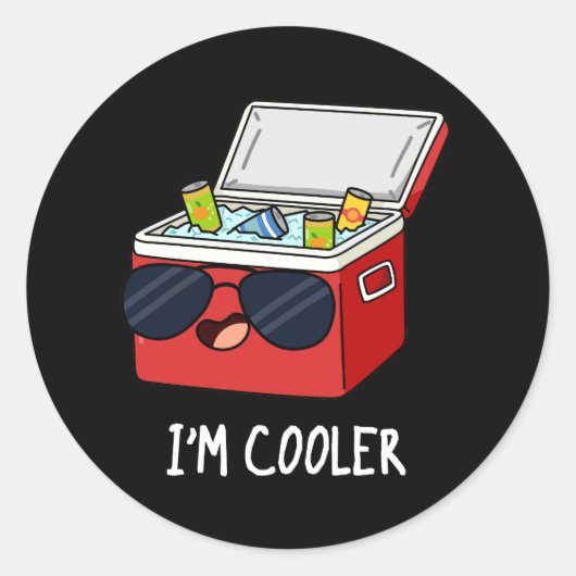Ich bin Cooler Funny Ice Cooler Box Pun Dark BG Runder Aufkleber (Vorderseite)