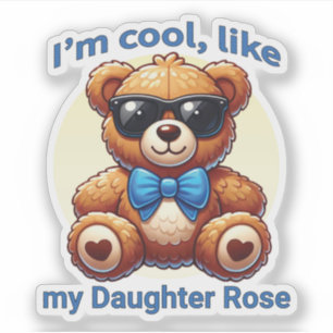 Ich bin Cooler Teddy Bär mit Blue Bow, anpassbar Aufkleber