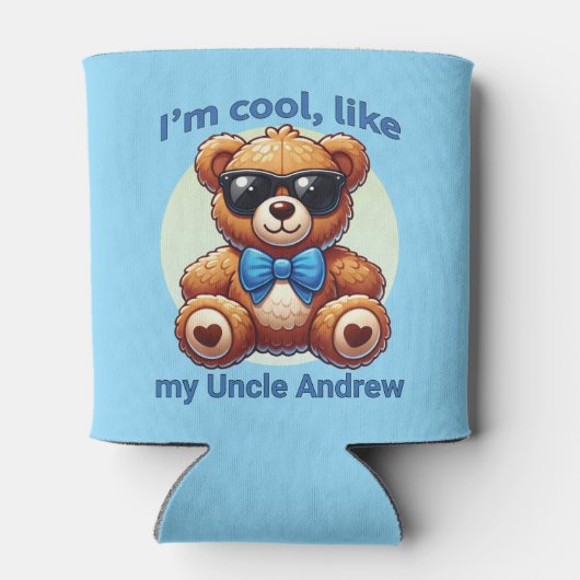 Ich bin Cooler Teddy Bär mit Blue Bow, anpassbar Dosenkühler (Rückseite)