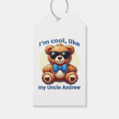 Ich bin Cooler Teddy Bär mit Blue Bow, anpassbar Geschenkanhänger (Vorderseite)