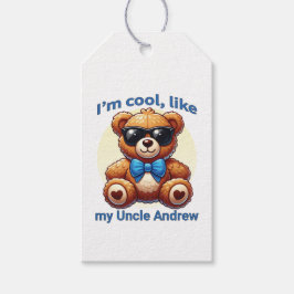 Ich bin Cooler Teddy Bär mit Blue Bow, anpassbar Geschenkanhänger