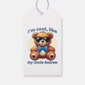 Ich bin Cooler Teddy Bär mit Blue Bow, anpassbar Geschenkanhänger (Rückseite)