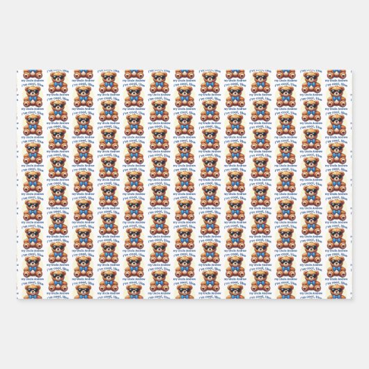 Ich bin Cooler Teddy Bär mit Blue Bow, anpassbar Geschenkpapier Set (Vorderseite 2)