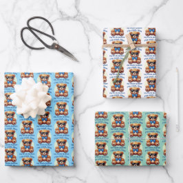 Ich bin Cooler Teddy Bär mit Blue Bow, anpassbar Geschenkpapier Set