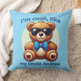 Ich bin Cooler Teddy Bär mit Blue Bow, anpassbar Kissen