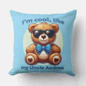 Ich bin Cooler Teddy Bär mit Blue Bow, anpassbar Kissen (Vorderseite)
