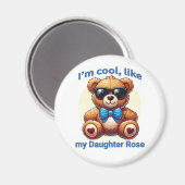 Ich bin Cooler Teddy Bär mit Blue Bow, anpassbar Magnet (Vorderseite/Rückseite)