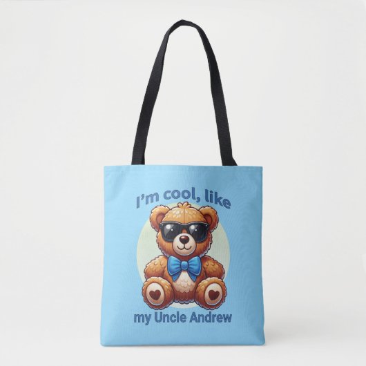 Ich bin Cooler Teddy Bär mit Blue Bow, anpassbar Tasche (Vorderseite)