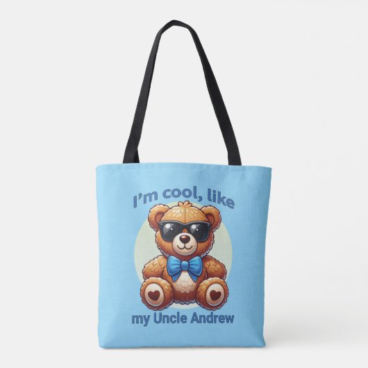 Ich bin Cooler Teddy Bär mit Blue Bow, anpassbar Tasche (Rückseite)