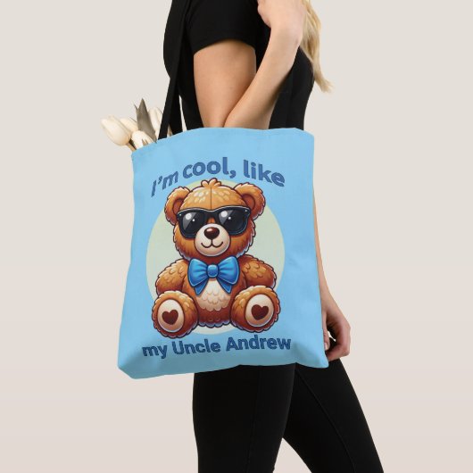 Ich bin Cooler Teddy Bär mit Blue Bow, anpassbar Tasche (Von Nahem)
