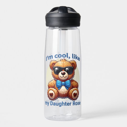 Ich bin Cooler Teddy Bär mit Blue Bow, anpassbar Trinkflasche (Vorne)