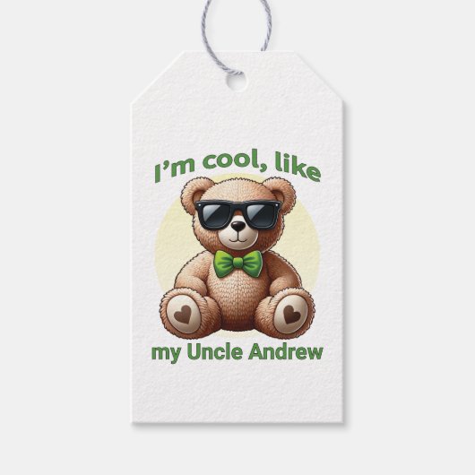 Ich bin Cooler Teddybär mit einem grünen Bow, der Geschenkanhänger (Vorderseite)