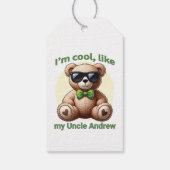 Ich bin Cooler Teddybär mit einem grünen Bow, der Geschenkanhänger (Rückseite)