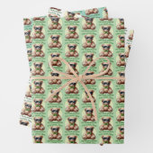 Ich bin Cooler Teddybär mit einem grünen Bow, der  Geschenkpapier Set (Beispiel)