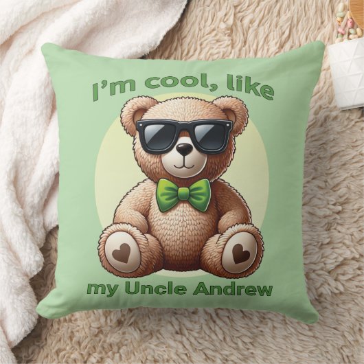 Ich bin Cooler Teddybär mit einem grünen Bow, der Kissen (Decke)