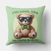 Ich bin Cooler Teddybär mit einem grünen Bow, der Kissen (Rückseite)