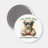 Ich bin Cooler Teddybär mit einem grünen Bow, der Magnet (Vorderseite/Rückseite)