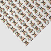 Ich bin Cooler Teddybär mit einem grünen Bow, der  Seidenpapier (Ausschnitt)