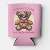 Ich bin Cooler Teddybär mit rosa Bow, anpassbar Dosenkühler (Vorderseite)