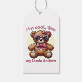 Ich bin Cooler Teddybär mit rosa Bow, anpassbar Geschenkanhänger