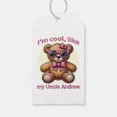 Ich bin Cooler Teddybär mit rosa Bow, anpassbar Geschenkanhänger (Rückseite)