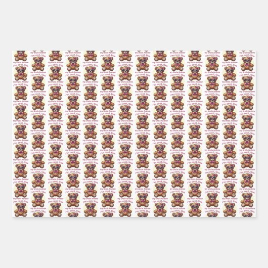 Ich bin Cooler Teddybär mit rosa Bow, anpassbar Geschenkpapier Set (Vorderseite 2)