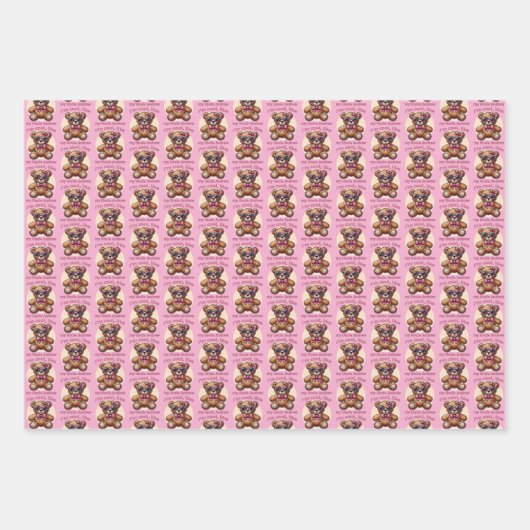 Ich bin Cooler Teddybär mit rosa Bow, anpassbar Geschenkpapier Set (Vorderseite)