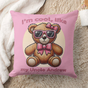 Ich bin Cooler Teddybär mit rosa Bow, anpassbar Kissen