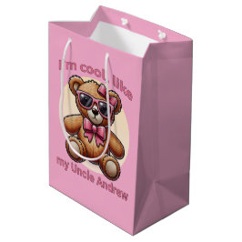 Ich bin Cooler Teddybär mit rosa Bow, anpassbar Mittlere Geschenktüte