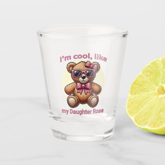 Ich bin Cooler Teddybär mit rosa Bow, anpassbar Schnapsglas (Vorderseite)