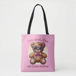Ich bin Cooler Teddybär mit rosa Bow, anpassbar Tasche