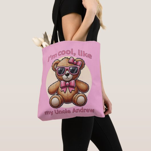 Ich bin Cooler Teddybär mit rosa Bow, anpassbar Tasche (Von Nahem)
