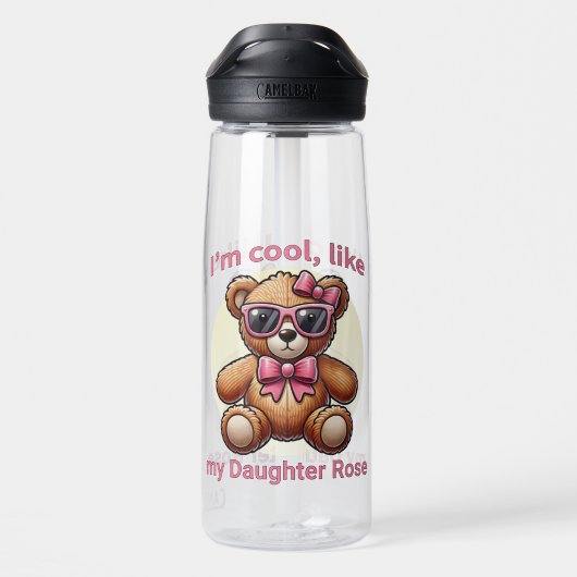 Ich bin Cooler Teddybär mit rosa Bow, anpassbar Trinkflasche (Rückseite)