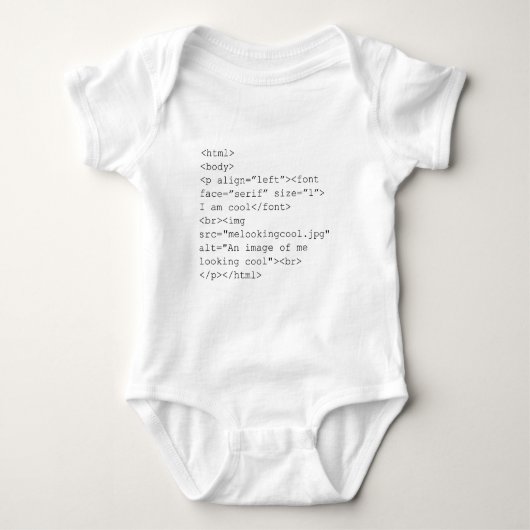 "Ich bin cooles" HTML-Kodierungs-T-Shirt Baby Strampler (Vorderseite)