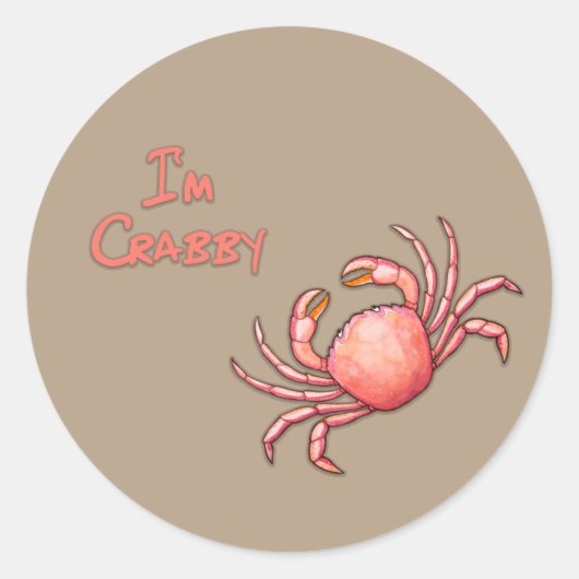 Ich bin Crabby Runder Aufkleber (Vorderseite)