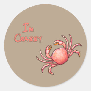 Ich bin Crabby Runder Aufkleber