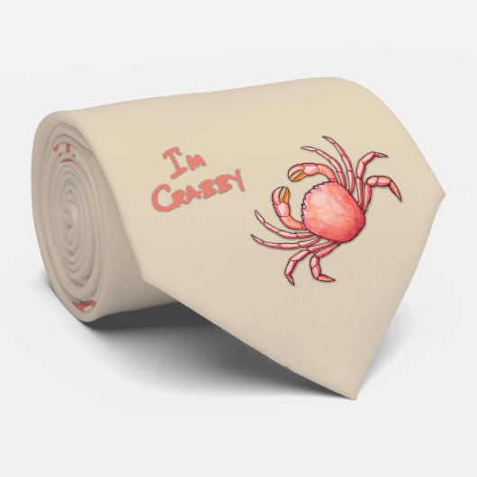 Ich bin Crabby Snow Crab Pattern Krawatte (Gerollt)
