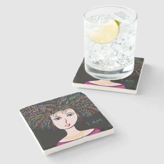 "ICH BIN" DAME STEINUNTERSETZER (Seitenansicht)