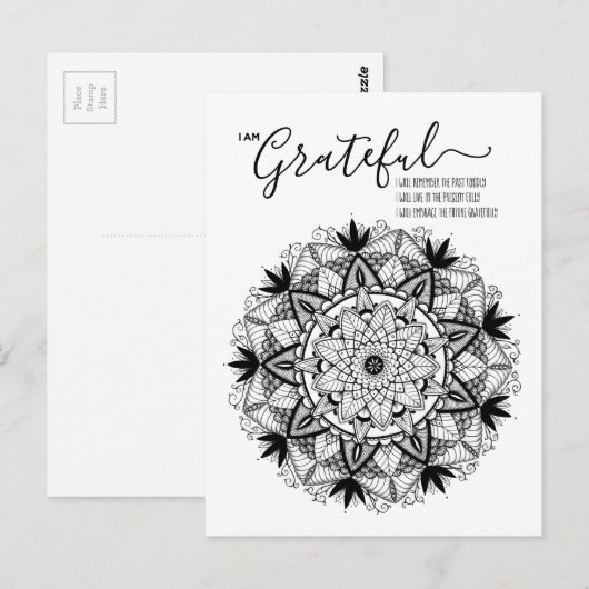 Ich BIN dankbar Affirmation and Intention Mandala Postkarte (Vorne/Hinten)