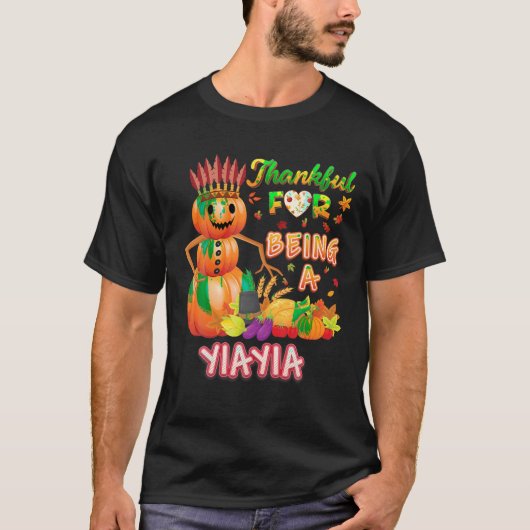 Ich bin dankbar, dass ich ein Yiayia Pumpkin Fall T-Shirt (Vorderseite)