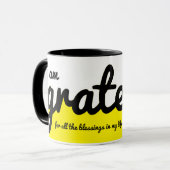 Ich bin dankbar Farbblock Gelb Schwarz und Weiß Tasse (Vorderseite Links)