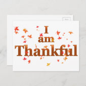 Ich bin dankbar feiertagspostkarte (Vorne/Hinten)