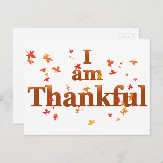 Ich bin dankbar feiertagspostkarte (Vorne/Hinten)